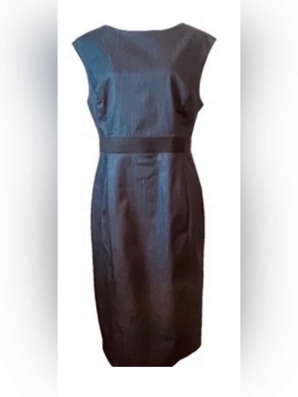 New York & Company Dark Navy Sleeveless Midi Dress with Black Waistband